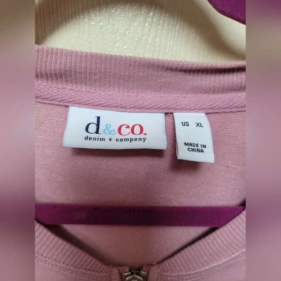 New Denim & Co Pink Zip-Up Cardigan - Picture 2 of 3